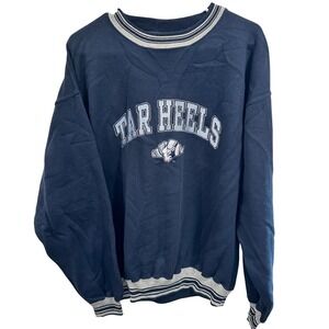 Savvy Tar Heels Sweatshirt Mens Large Navy Blue Embroidered Crewneck Pullover